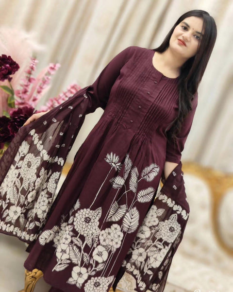 Luxury party wear with heavy embroidery and fully sticked gown suit and dupatta