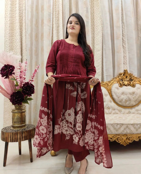 Luxury party wear with heavy embroidery and fully sticked gown suit and dupatta
