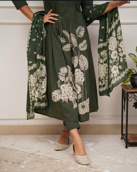 Luxury party wear with heavy embroidery and fully sticked gown suit and dupatta