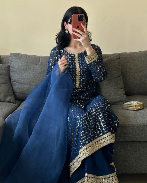 Presenting New Collection In Faux Georgette With Heavy Embroidery Work