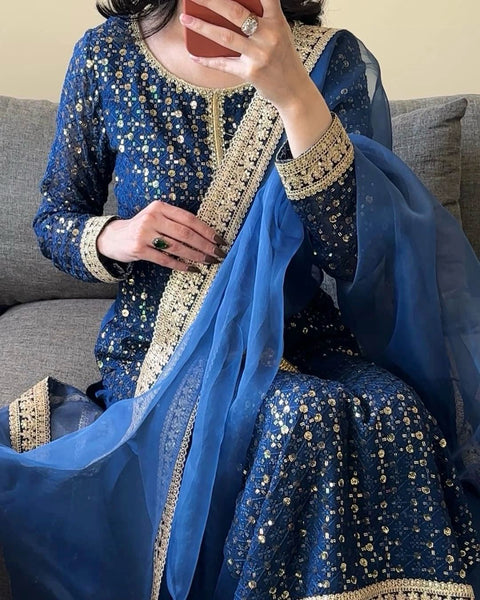 Presenting New Collection In Faux Georgette With Heavy Embroidery Work