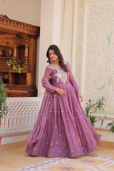 Printed Rayon Blend Stitched Anarkali Gown