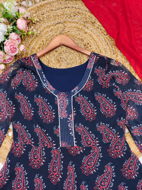 Designer Rayon Fabric Gown With Duppata