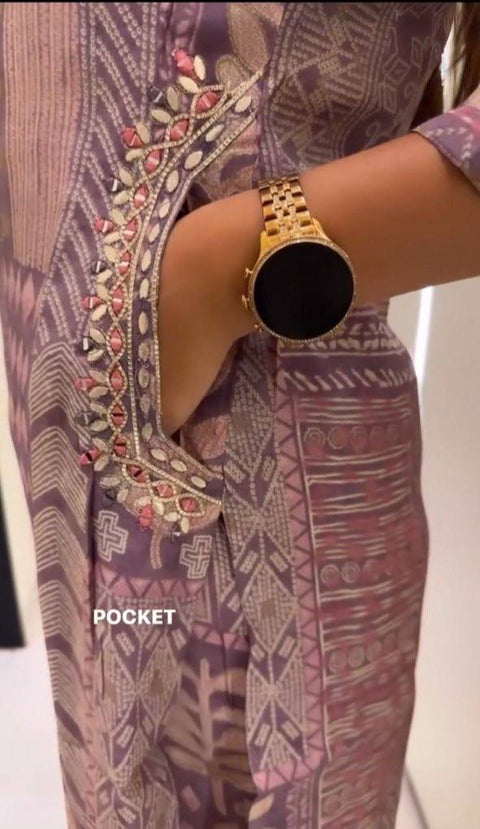 designer pithan work pure cotton kurti suit