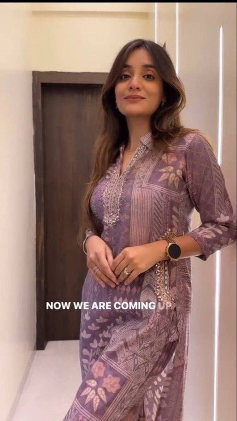 designer pithan work pure cotton kurti suit