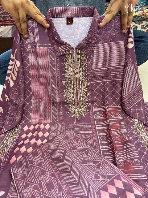 designer pithan work pure cotton kurti suit