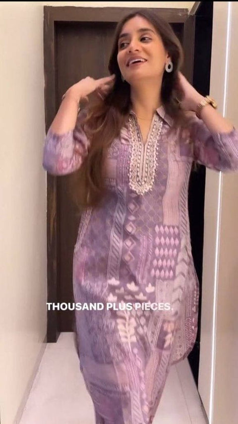 designer pithan work pure cotton kurti suit