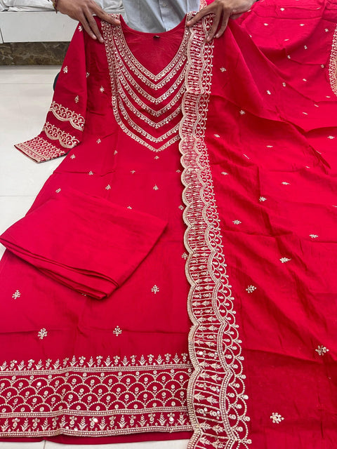 Multicoloured print with work and Dupatta