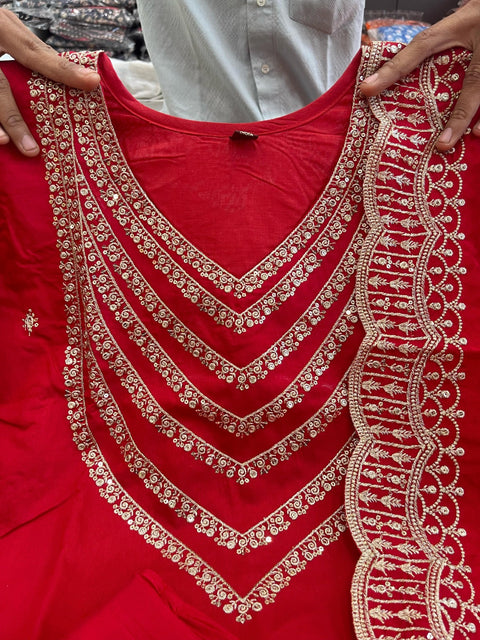 Multicoloured print with work and Dupatta