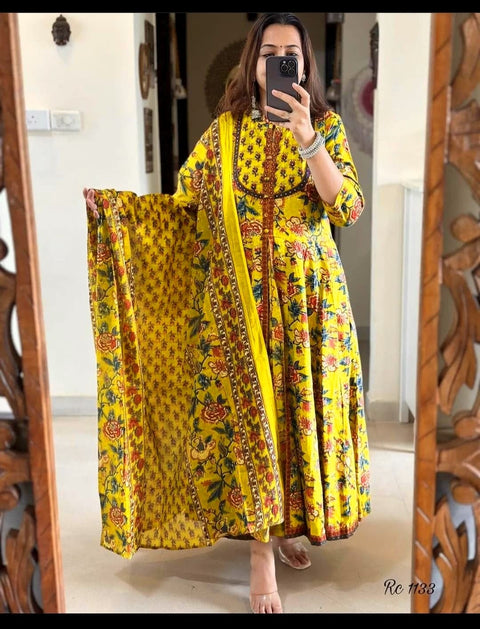 Pure cotton Jaipuri A line suit