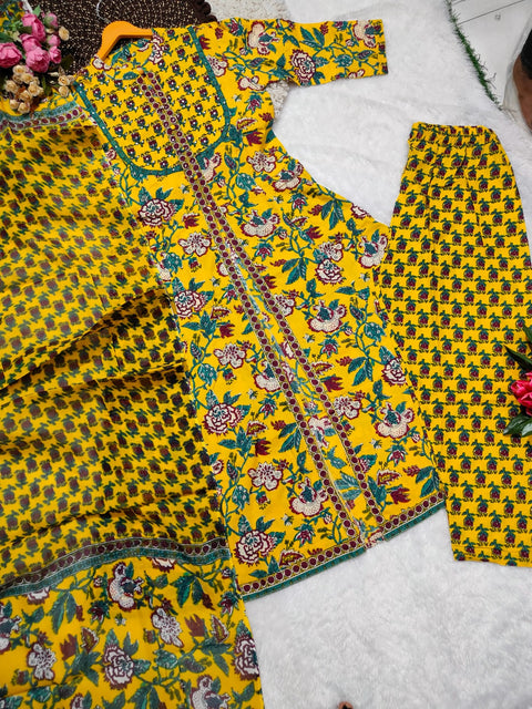Pure cotton Jaipuri A line suit