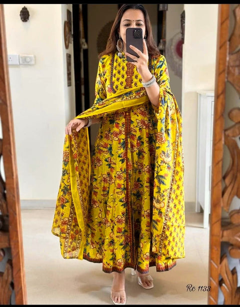 Pure cotton Jaipuri A line suit