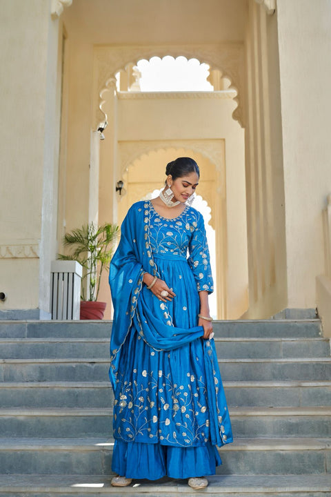 Chikan Kari Cotton Kurti And Georgette Sarara Suit