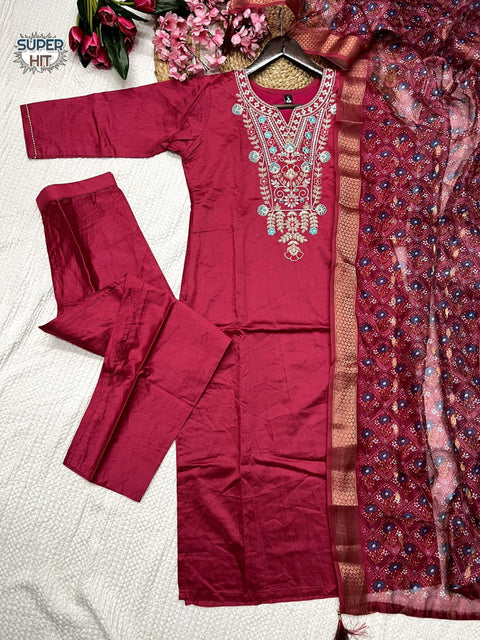 Maroon Pakistani Style Kurti suit