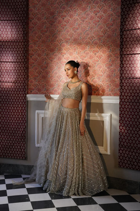 Premium Organza Silk Lehenga Set with Sequins