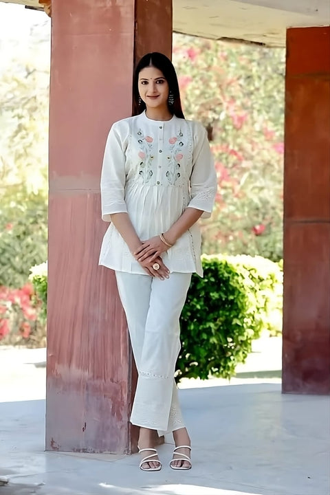 Pure Cotton Khadi Embroidery And Handwork Top