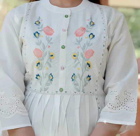Pure Cotton Khadi Embroidery And Handwork Top