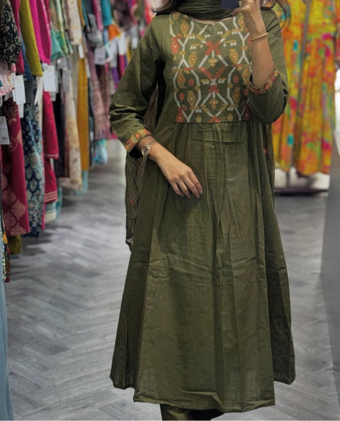 Pure Cotton Kashmiri embroidery work A-line Kurti very elegant and beautiful