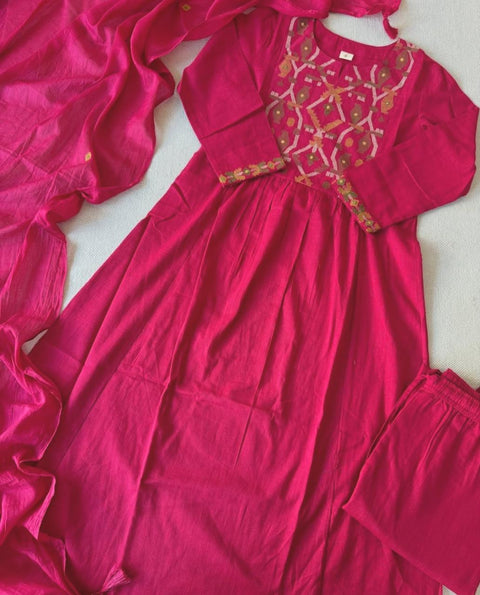 Pure Cotton Kashmiri embroidery work A-line Kurti very elegant and beautiful