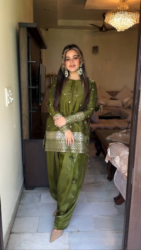 Pakistani dress for women in Rayon fabric with organza sequence work