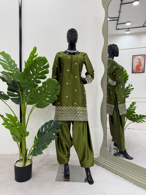 Pakistani dress for women in Rayon fabric with organza sequence work