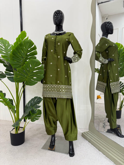 Pakistani dress for women in Rayon fabric with organza sequence work