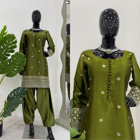 Pakistani dress for women in Rayon fabric with organza sequence work