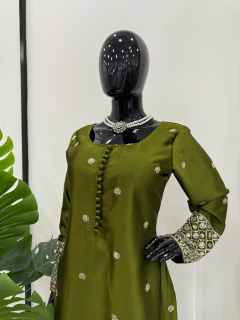 Pakistani dress for women in Rayon fabric with organza sequence work