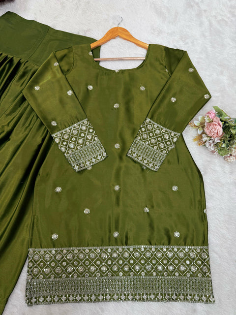 Pakistani dress for women in Rayon fabric with organza sequence work