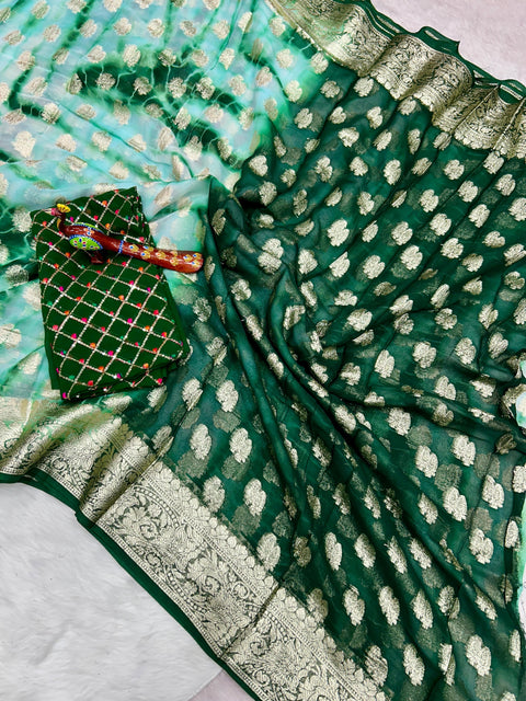 Viscose Georgette Saree With Running Contrast Blouse