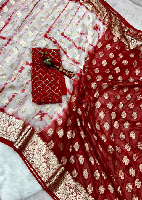 Viscose Georgette Saree With Running Contrast Blouse