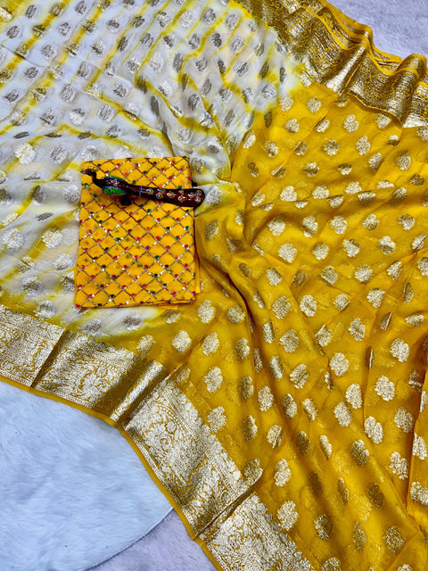 Viscose Georgette Saree With Running Contrast Blouse