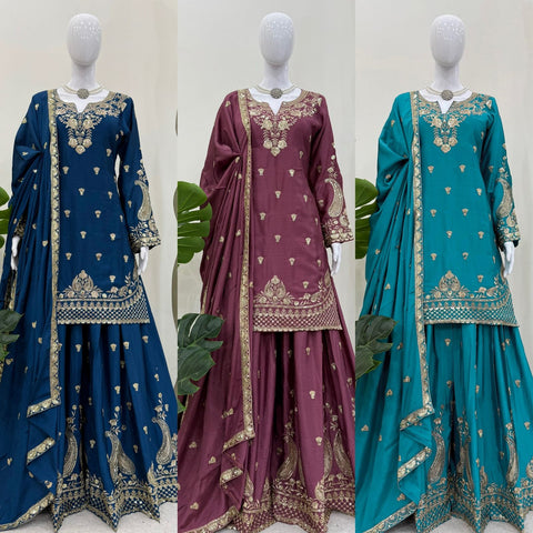 New Designer Collection in Pure Georgette With Heavy Embroidery Work Stitched Suit