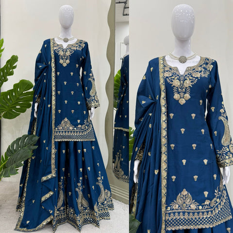 New Designer Collection in Pure Georgette With Heavy Embroidery Work Stitched Suit