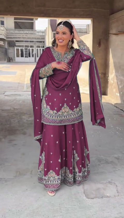 New Designer Collection in Pure Georgette With Heavy Embroidery Work Stitched Suit