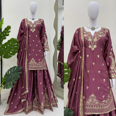 New Designer Collection in Pure Georgette With Heavy Embroidery Work Stitched Suit