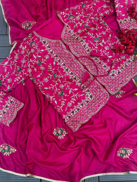 Embroidered Dolla Silk Saree with Koti - Party and Wedding Collection