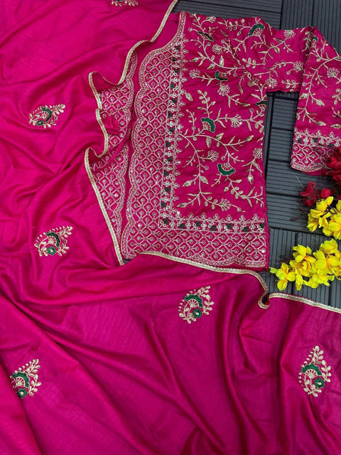 Embroidered Dolla Silk Saree with Koti - Party and Wedding Collection