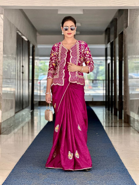 Embroidered Dolla Silk Saree with Koti - Party and Wedding Collection