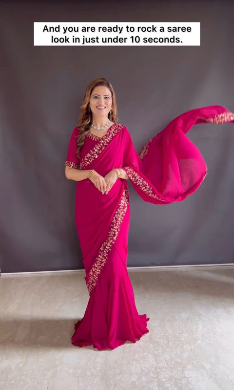 Ready To Wear Saree,Trending Gown Saree,Faux Geprgette Ready To Wear