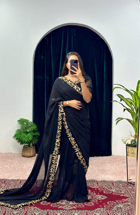 Ready To Wear Saree,Trending Gown Saree,Faux Geprgette Ready To Wear