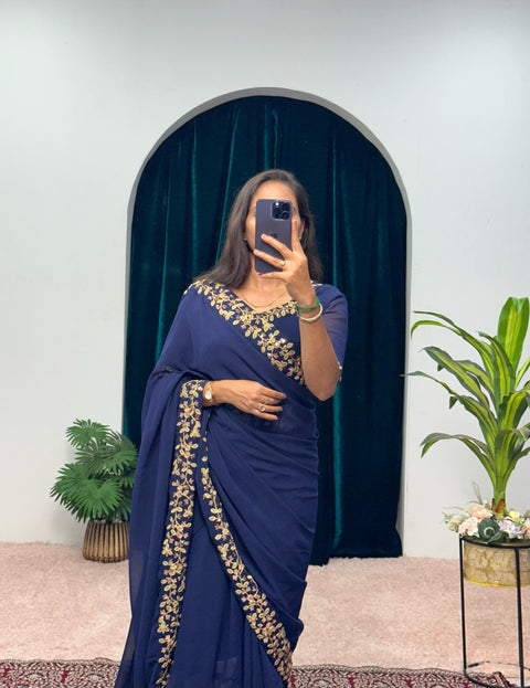 Ready To Wear Saree,Trending Gown Saree,Faux Geprgette Ready To Wear