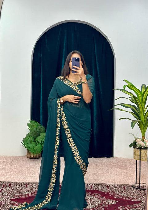 Ready To Wear Saree,Trending Gown Saree,Faux Geprgette Ready To Wear