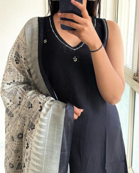 RAKOON Embroidered Kurti, Trouser/Pant & Dupatta Suit