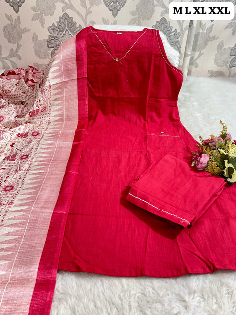 RAKOON Embroidered Kurti, Trouser/Pant & Dupatta Suit