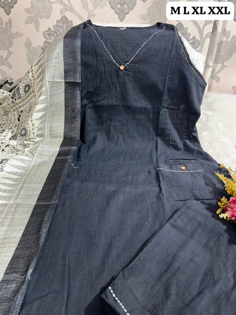 RAKOON Embroidered Kurti, Trouser/Pant & Dupatta Suit