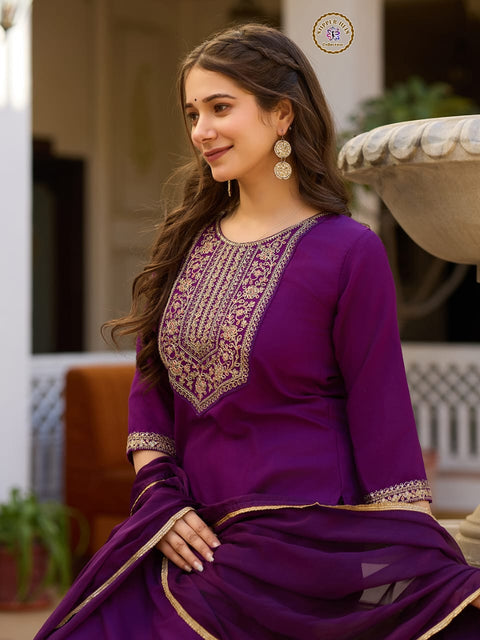 ANARKALI WITH SEQVENCE & ZARI EMBRODED WITH EMBRODED BUTTON WEAR