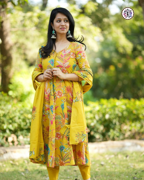 elegant cotton Anarkali salwar suit