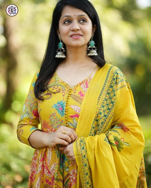 elegant cotton Anarkali salwar suit