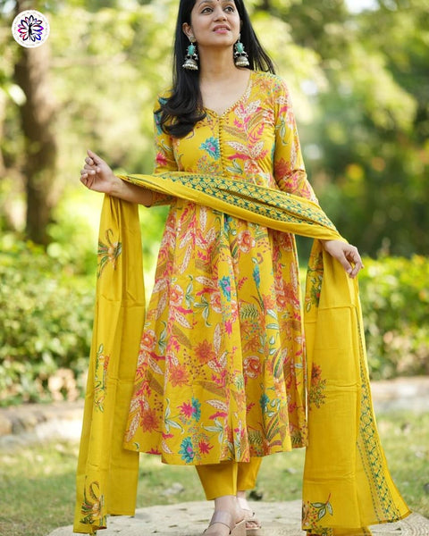 elegant cotton Anarkali salwar suit